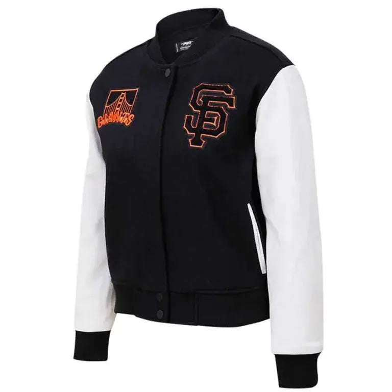San Francisco Giants Black Wool & White Leather Sleeves Varsity Men's Jacket