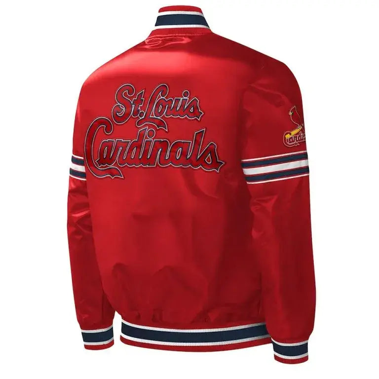 St. Louis Cardinals Midfield Varsity Full-Snap Red Satin Men's Jacket