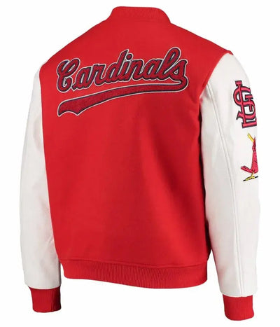 Louis Cardinals Red Wool & White Leather Sleeves Varsity Men's Jacket