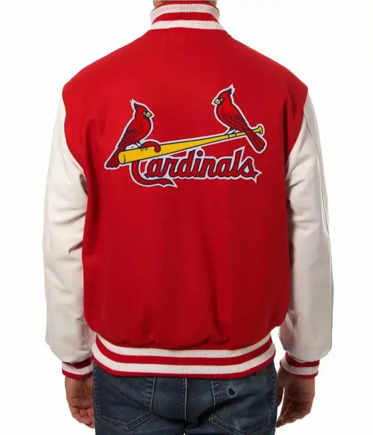 Louis Cardinals Red Wool & White Leather Sleeves Varsity Men's Jacket
