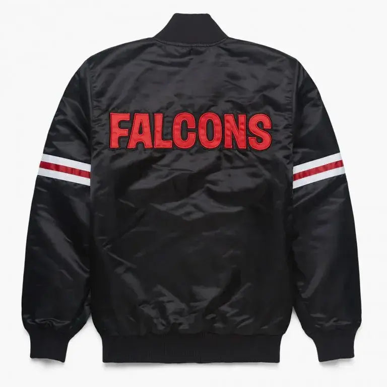 Atlanta Falcons Classic Logo Full-Snap Varsity Black Satin Men's Bomber Jacket