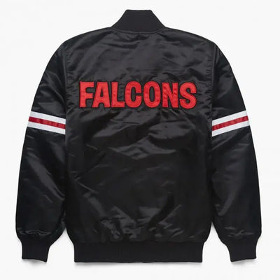 Atlanta Falcons Classic Logo Full-Snap Varsity Black Satin Men's Bomber Jacket