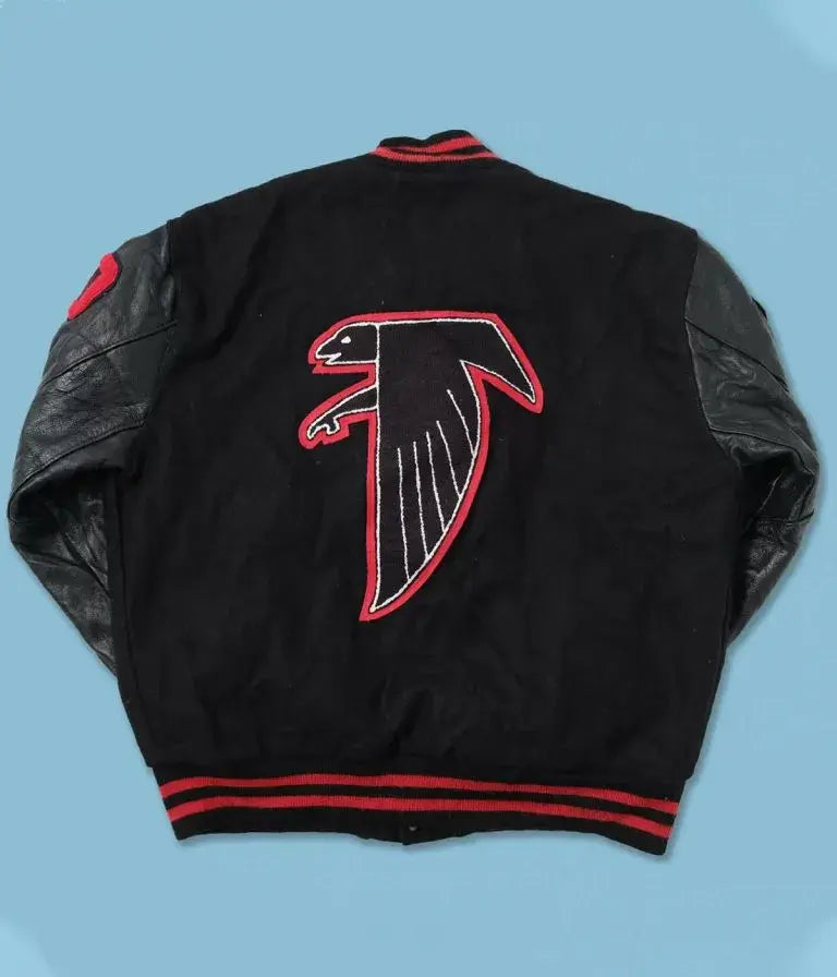 Atlanta Falcons WH 00 Varsity Black Wool & Genuine Leather Sleeves Men's Bomber Jacket