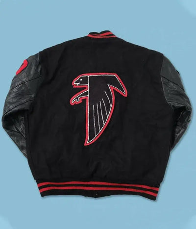 Atlanta Falcons WH 00 Varsity Black Wool & Genuine Leather Sleeves Men's Bomber Jacket