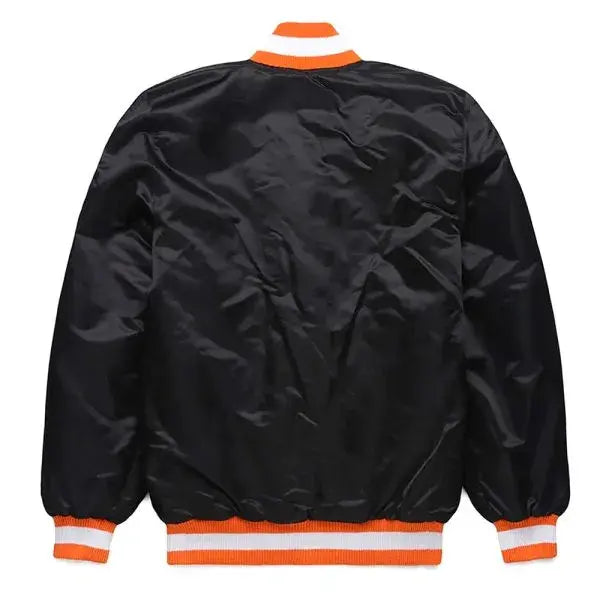 Cincinnati Bengals Blackout Full-Snap Varsity Black Satin Men's Bomber Jacket