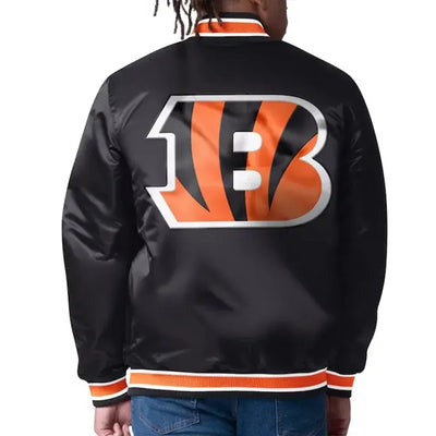 Cincinnati Bengals Full-Snap Varsity Black Satin Men's Bomber Jacket