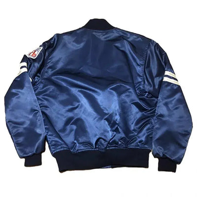 90’s Dallas Cowboys Full-Snap Varsity Navy Blue Satin Men's Bomber Jacket