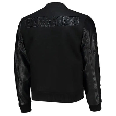 Dallas Cowboys Black Wool & Genuine Leather Sleeves Men's Varsity Jacket