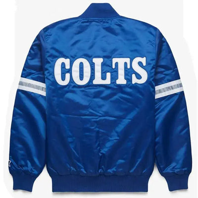 Indianapolis Colts Full-Snap Varsity Royal Blue Satin Men's Bomber Jacket