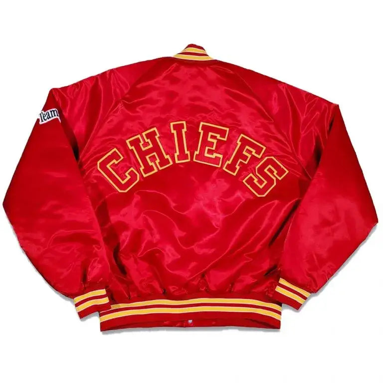 Kansas City Chiefs Full-Snap Varsity Red Satin Men's Bomber Jacket