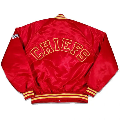 Kansas City Chiefs Full-Snap Varsity Red Satin Men's Bomber Jacket