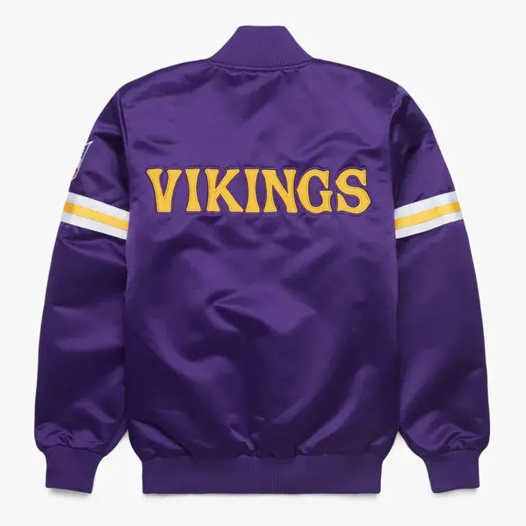 Minnesota Vikings Full-Snap Varsity Purple Satin Men's Bomber Jacket