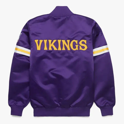 Minnesota Vikings Full-Snap Varsity Purple Satin Men's Bomber Jacket