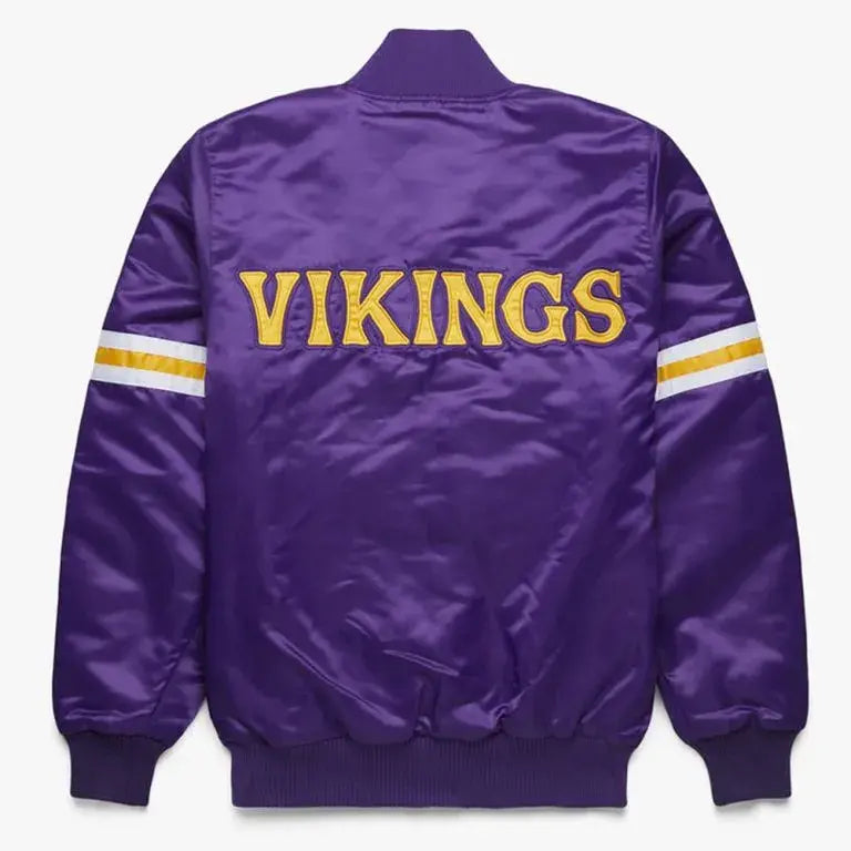 Minnesota Vikings Full-Snap Varsity Purple Satin Men's Bomber Jacket