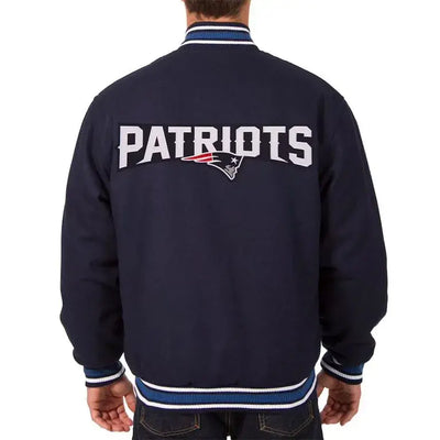 New England Patriots Navy Blue All Wool Men's Varsity Letterman Jacket