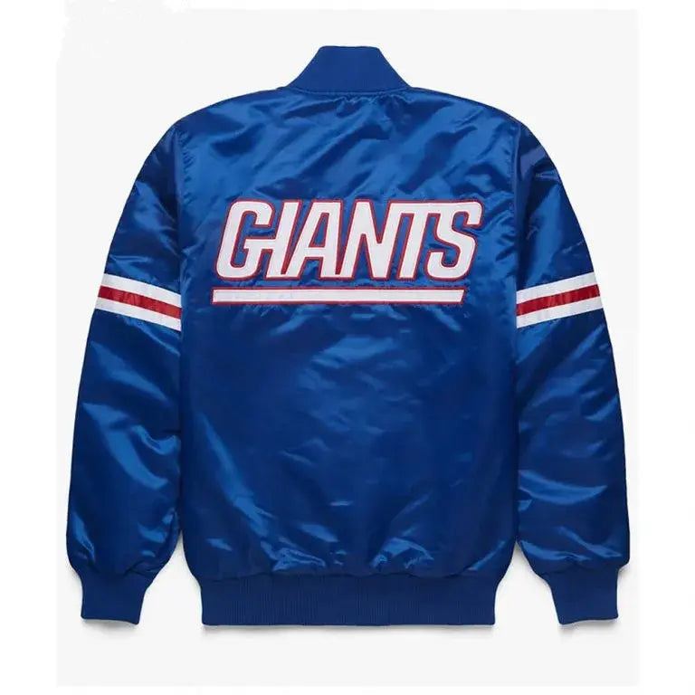 New York Giants Full-Snap Varsity Royal Blue Satin Men's Bomber Jacket