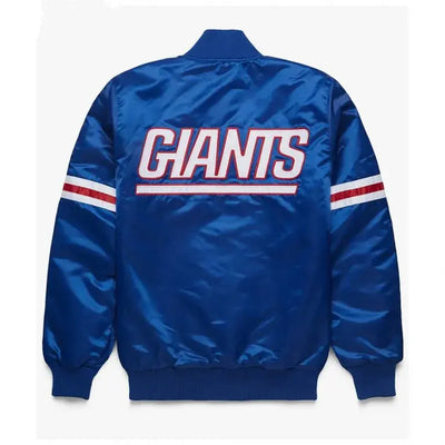 New York Giants Full-Snap Varsity Royal Blue Satin Men's Bomber Jacket