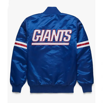 New York Giants Full-Snap Varsity Royal Blue Satin Men's Bomber Jacket