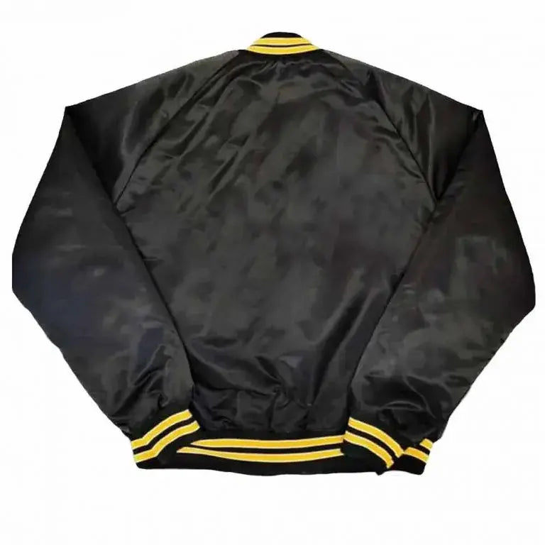 90’s Pittsburgh Steelers Full-Snap Varsity Black Satin Men's Bomber Jacket