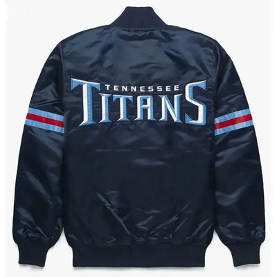Tennessee Titans Full-Snap Varsity Navy Blue Satin Men's Bomber Jacket