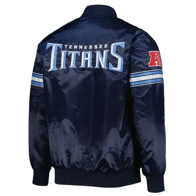 Tennessee Titans Full-Snap Varsity Navy Blue Satin Men's Bomber Jacket