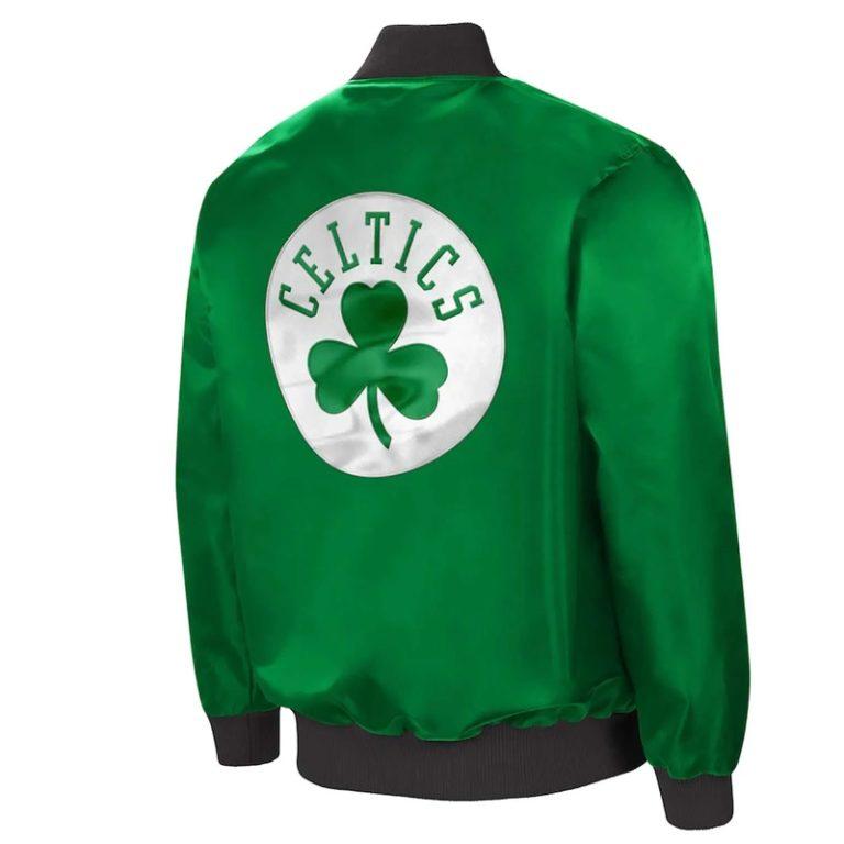 Boston Celtics The Ambassador Full-Zip Varsity Green Satin Men's Bomber Jacket