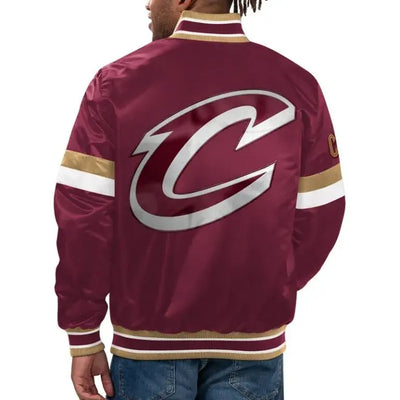 Cleveland Cavaliers Scout Full-Snap Varsity Wine Satin Men's Bomber Jacket