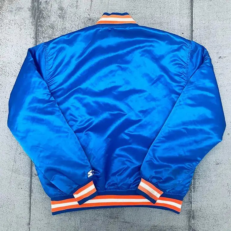 80’s Cleveland Cavaliers Full-Snap Varsity Blue Satin Men's Bomber Jacket