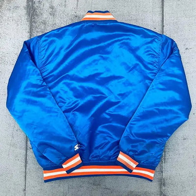 80’s Cleveland Cavaliers Full-Snap Varsity Blue Satin Men's Bomber Jacket
