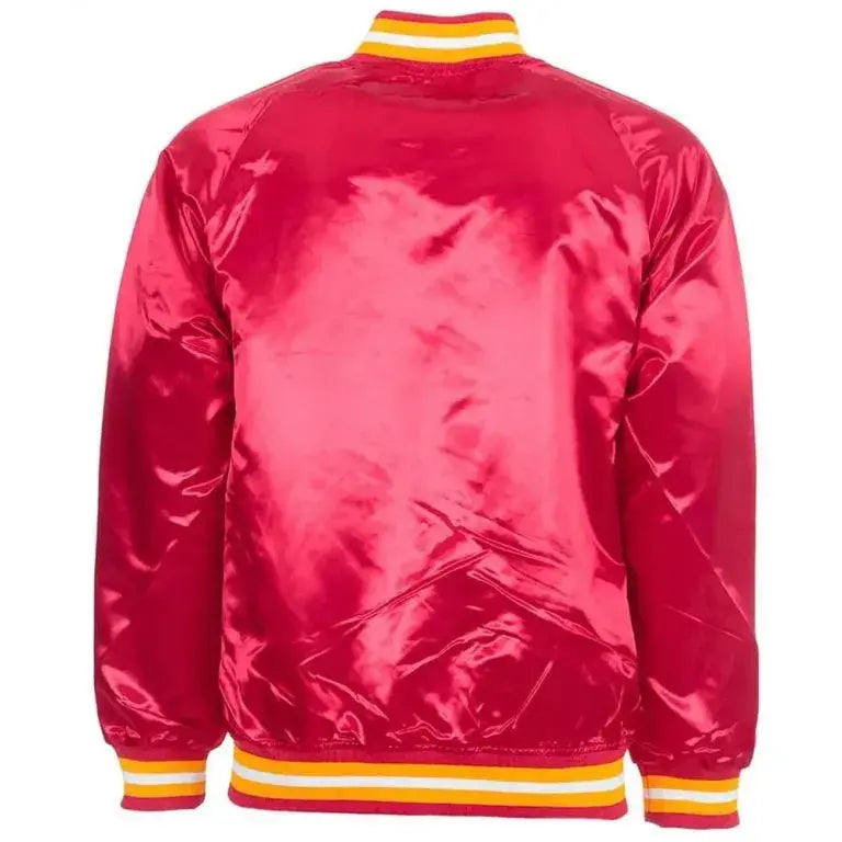 Houston Rockets Lightweight Full-Snap Varsity Red Satin Men's Bomber Jacket