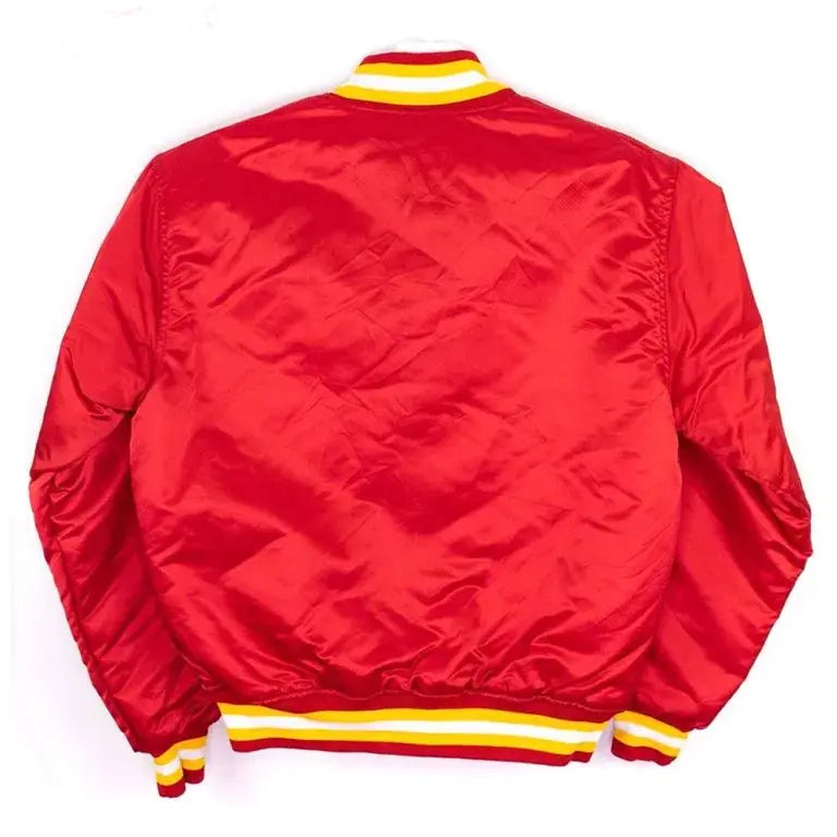 80’s Houston Rockets Full-Snap Varsity Red Satin Men's Bomber Jacket