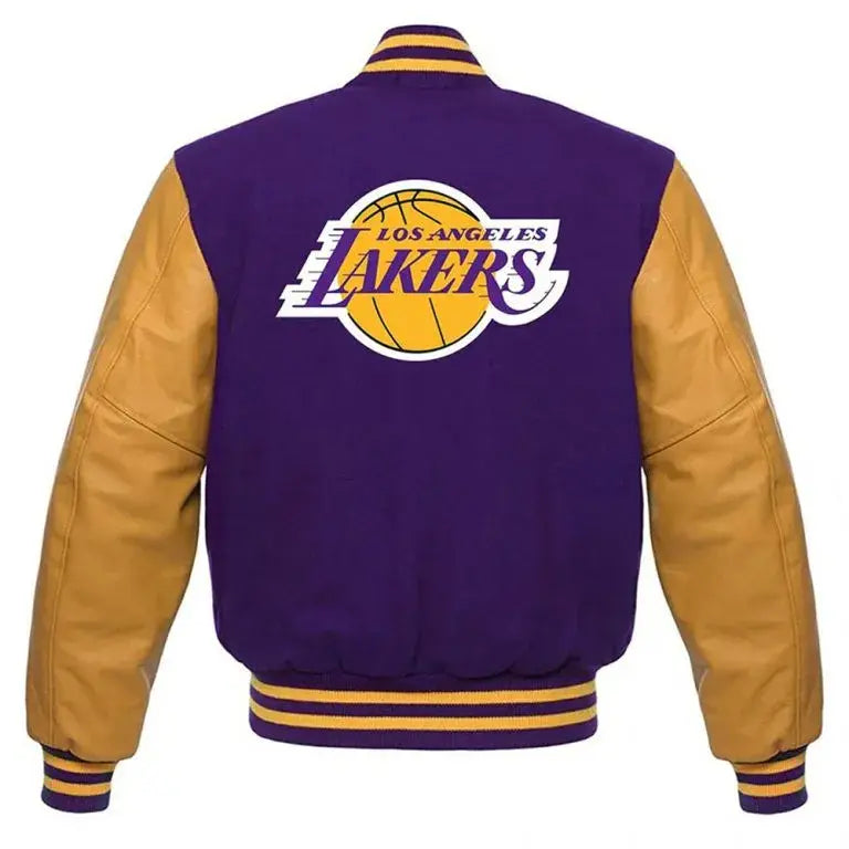 Los Angeles Lakers Varsity Purple Wool & Yellow Genuine Leather Sleeves Men's Letterman Jacket