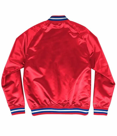 Los Angeles Clippers Full-Snap Varsity Red Satin Men's Bomber Jacket