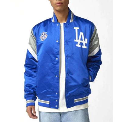 Los Angeles Dodgers Heavyweight Varsity Full-Snap Royal Blue Satin Men's Jacket