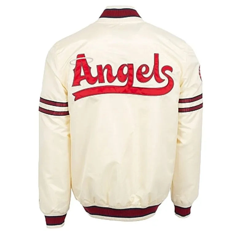 Angeles Angels City Connect Varsity Full-Snap Off White Satin Men's Jacket
