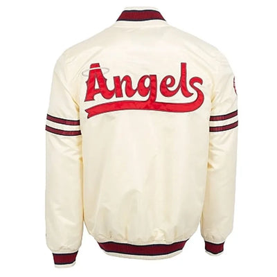 Angeles Angels City Connect Varsity Full-Snap Off White Satin Men's Jacket