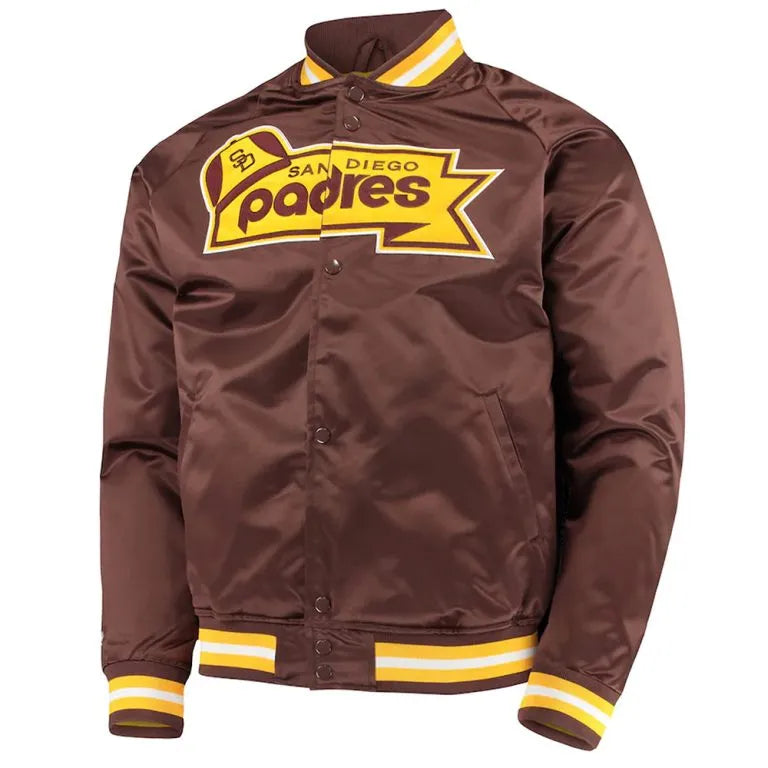 San Diego Padres Brown Satin Lightweight Full-Snap Men's Jacket
