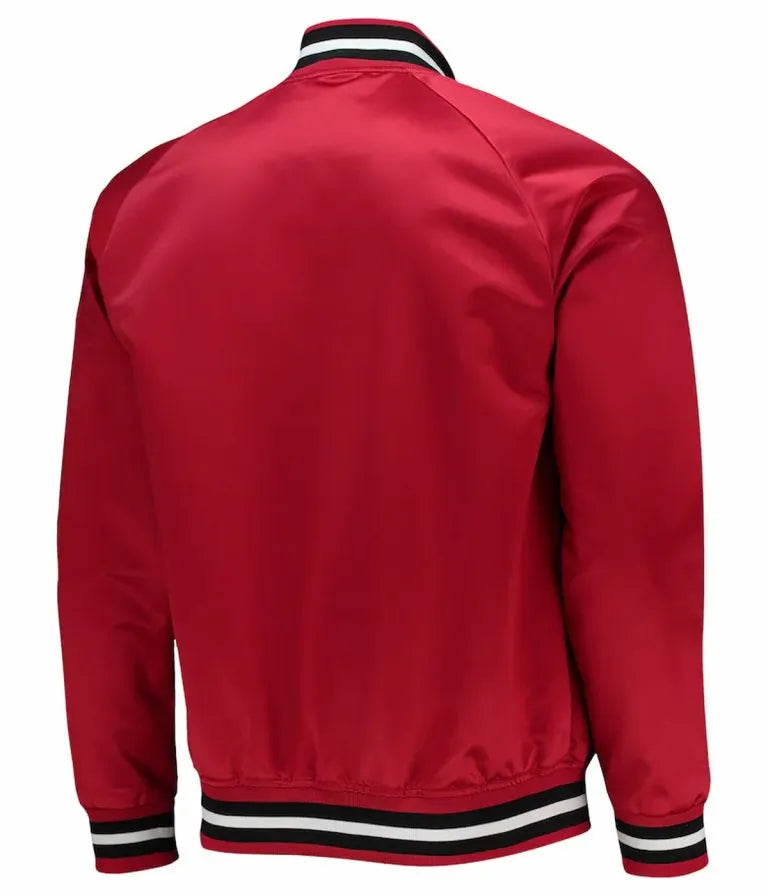 Miami Heat Hardwood Classics Full-Snap Varsity Red Satin Men's Bomber Jacket
