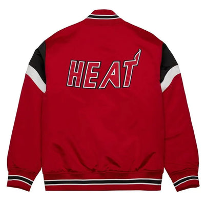 Miami Heat Heavyweight Full-Snap Varsity Red Satin Men's Bomber Jacket
