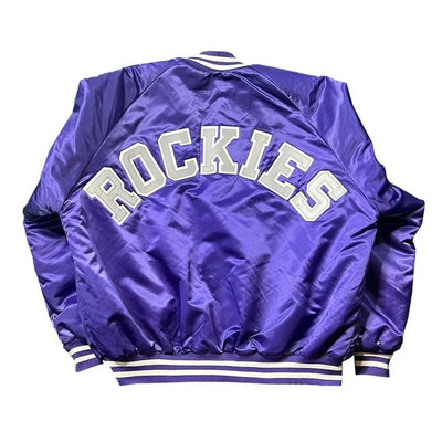 90’s Colorado Rockies Purple Satin Full-Snap Varsity Men's Jacket