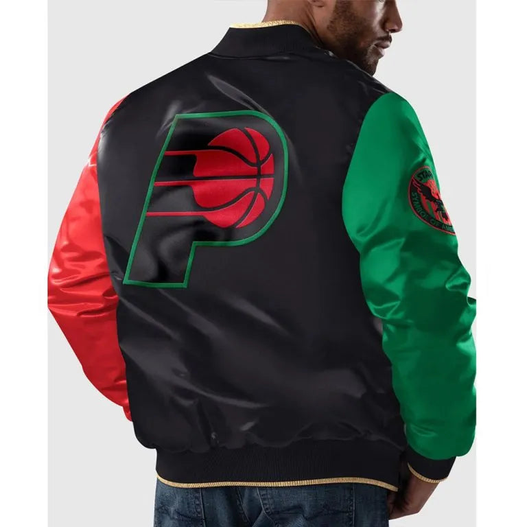 Indiana Pacers Ty Mopkins Black History Month Full-Snap Varsity Satin Men's Bomber Jacket