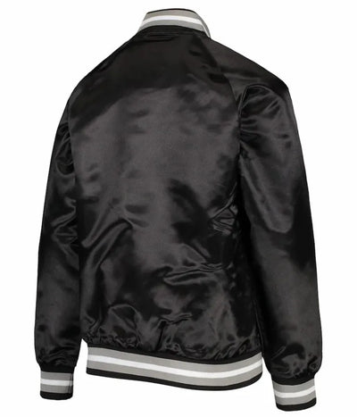Los Angeles Raiders Lightweight Full-Snap Varsity Black Satin Men's Bomber Jacket