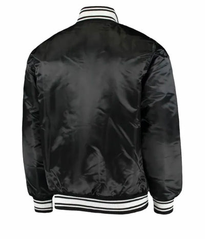 New Orleans Saints Locker Room Full-Snap Varsity Black Satin Men's Bomber Jacket