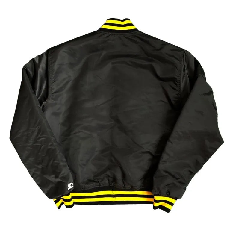 90’s Pittsburgh Pirates Full-Snap Black Satin Bomber Men's Jacket