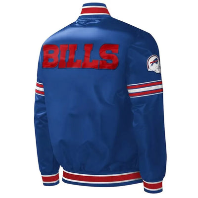 Buffalo Bills Midfield Full-Snap Varsity Royal blue Satin Men's Bomber Jacket