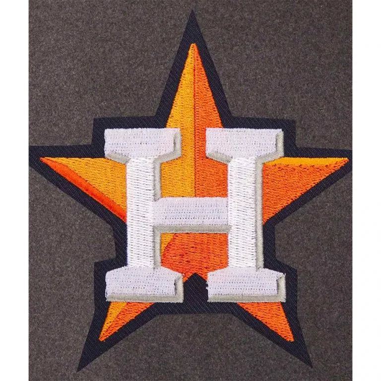 Houston Astros Charcoal Wool & Navy Blue Leather Sleeves Varsity Men's Jacket