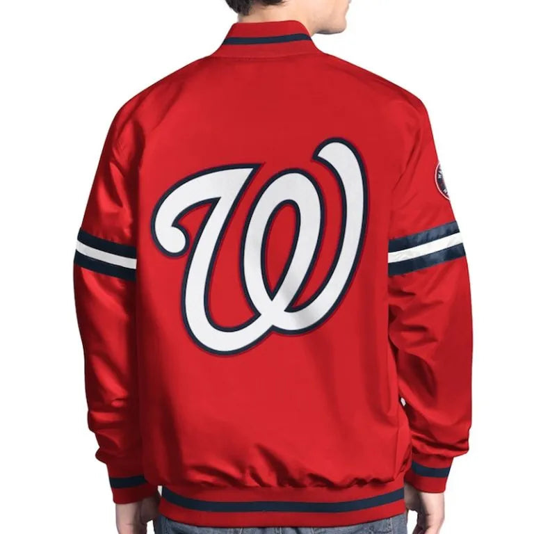 Washington Nationals Scout Full-Snap Varsity Satin Men's Bomber Jacket