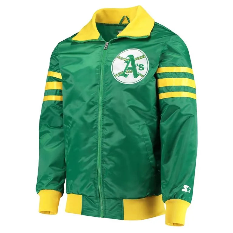 Oakland A’s Cooperstown Collection The Captain III Green Full-Zip Satin Men's Jacket