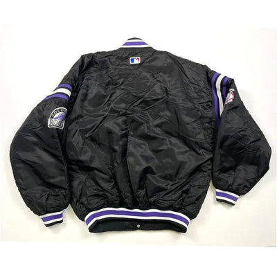 Colorado Rockies Diamond Collection Black Satin Full-Snap Men's Jacket