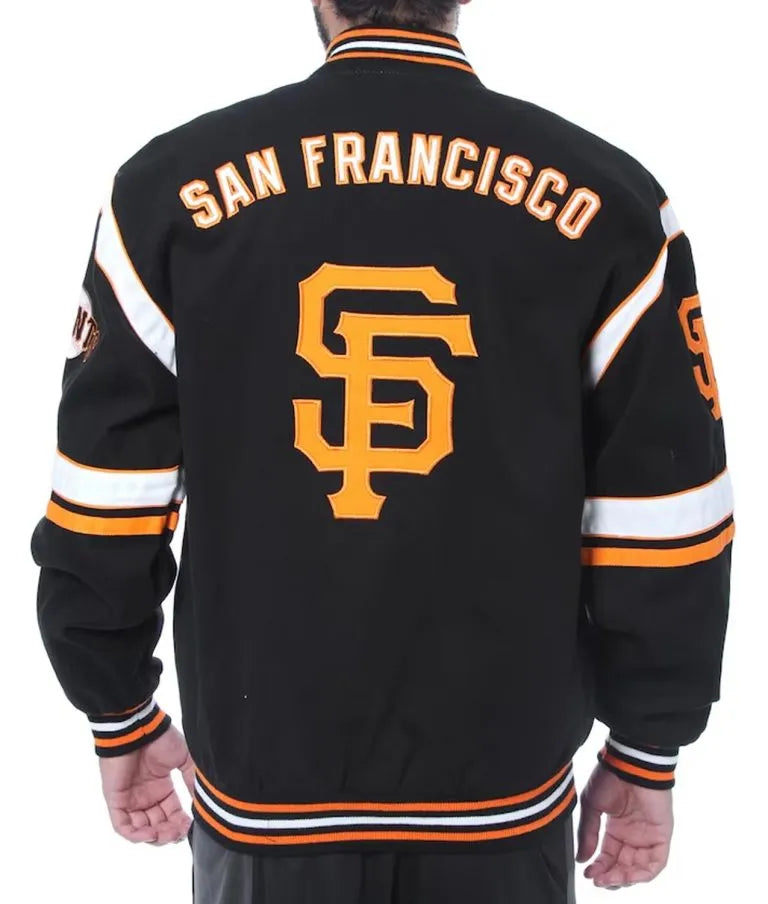 San Francisco Giants Embroidered Logo Varsity Black Wool Men's Jacket